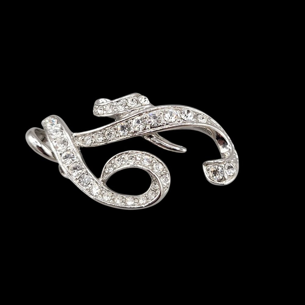 Vintage Nolan Miller Letter F Pendant Cursive Script Pave Set Crystals - Picture 3 of 7